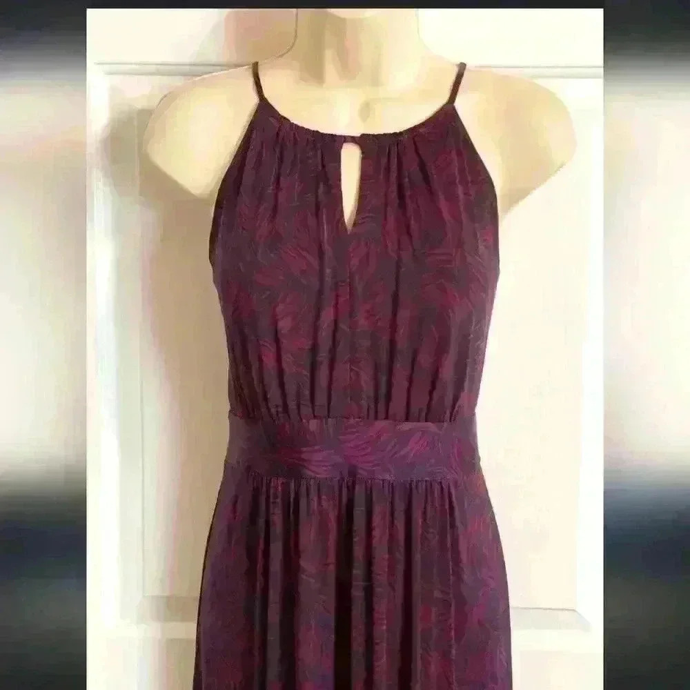 LOFT Plum Halter-Style Printed Maxi Dress